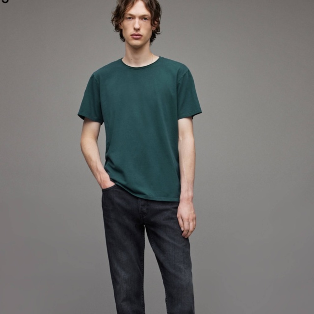 NWT All Saints cosmic blue organic cotton T crew neck, regular fit, size Small